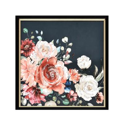 China Modern Canvas Wall Art Hand Painted Flower Oil Painting With Floating Frame for sale