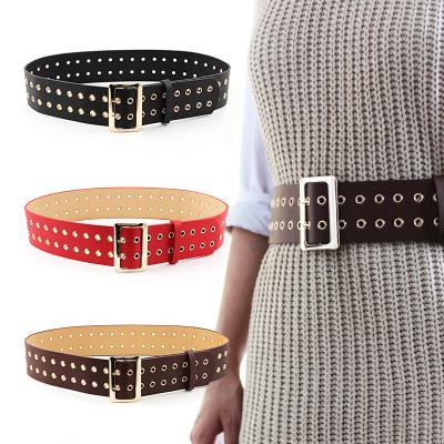 China ALLOY Womens Belt Wide Adjustable Double Hole Casual Belts With Alloy Buckles for sale