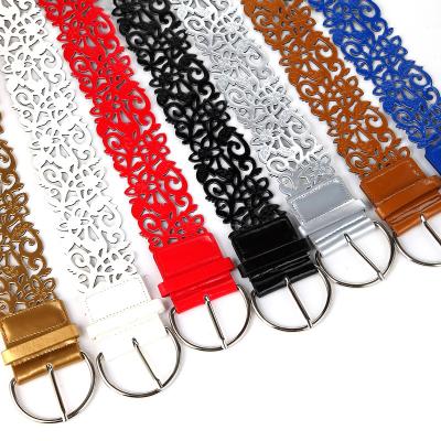 China Modern wholesale ladies wide fashion the NEW belt soft Korean style women's colorful belt cavity PU leather for sale