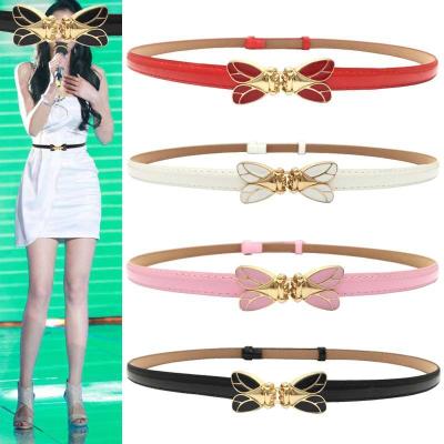 China Designer Belt Women, Hot-selling Fashion.Casual Colorful Butterfly Buckle Thin Belts for sale