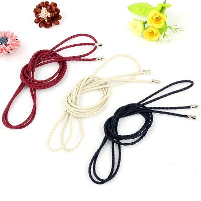 China Popular Leahter Solid Color PU Leather Belt Cloth Woven Belt For Women Without Buckle for sale