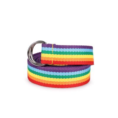 China 2020 new Korean style leisure belt women's wholesale double ring D-button rainbow strap belt leisure belt for sale