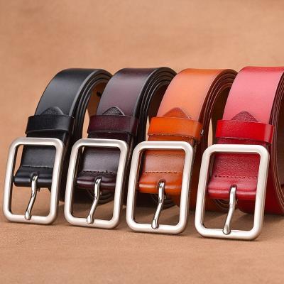 China Business Luxury High Quality Men Leather Belt Cowhide Genuine Leather Belt With Metal Pin Buckle for sale