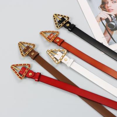 China China Wholesale Elegant High Quality Women Cowhide Slim Triangle Belt For Jeans for sale