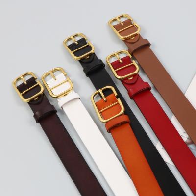 China High quality fashion square style alloy classic minimalist real buckle belt leather belt for women for sale