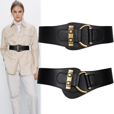 China 2021 Classic Real Fashion Elastic Autumn And Winter Coat Leather Wide Belt For Women for sale