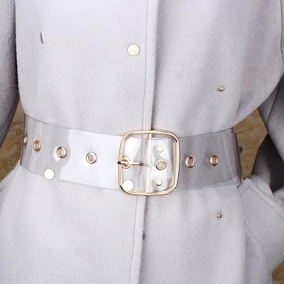 China Casual New Arrival Transparent Plastic Belt, Plated Pin Buckle Women Plastic Belt For Jeans for sale