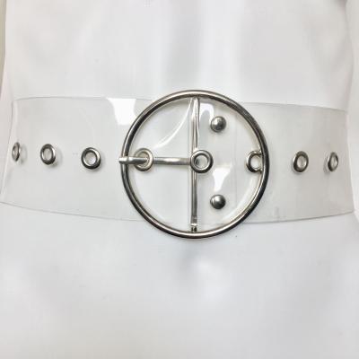 China Fashion Women Round Heart Pin Buckle Belt Transparent Plastic Square Belt For Dress Jeans for sale