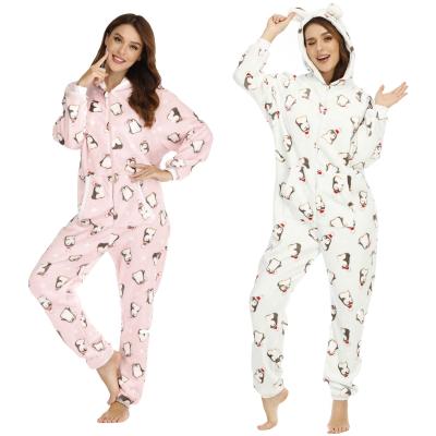 China Wholesale QUICK DRY QUICK DRY Zipper Closure Cute Long Sleeve Lounge Wear Cute Penguin Onesie For Women for sale