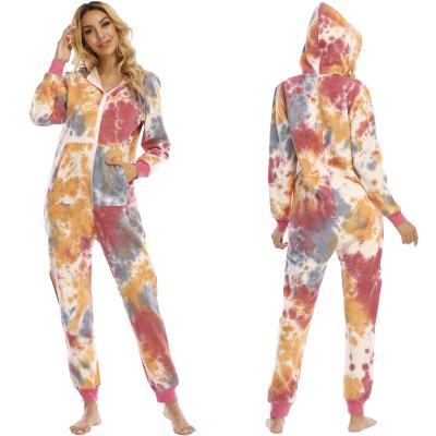 China New Design Flannel QUICK DRY QUICK DRY Costume Long Sleeve Zipper Tie Onesie Dye For Adult for sale