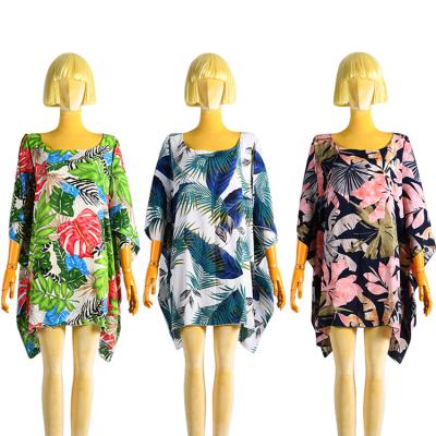 China New Arrivals Breathable Breathable 2021 Cover Up Women Kimono Robe Women's Floral Print O-Neck Sleeveless Fashionable Tops Plus Size Beach Maxi Robe Women for sale