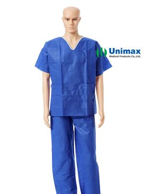 China Disposable Non Woven SMS Scrub Suits Tops Surgical Hospital Uniform for sale