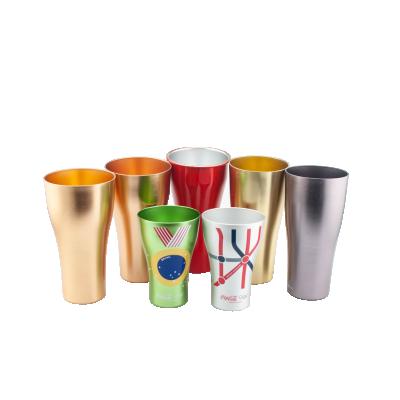 China Custom Printed Cola Disposable Premmium Colored Aluminum Rockers Mug Factory World Cup for sale