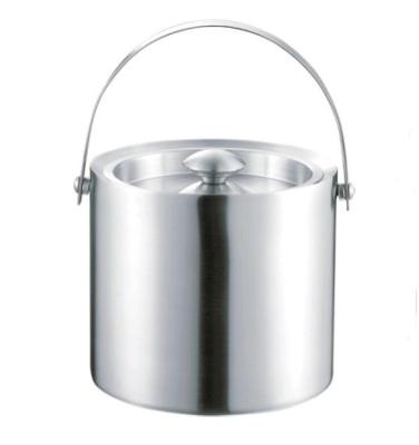 China Sustainable Branded Double Wall Ice Bucket Stainless Steel Ice Bucket With Handle Champagne Ice Buckets for sale