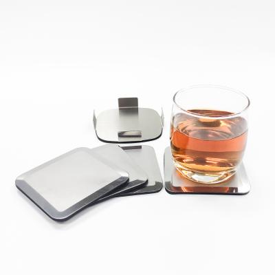 China Sustainable Drink Coaster Square Coaster Set Stainless Steel Custom Coasters Set for sale