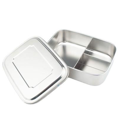 China Easy Carry Stainless Steel Leakproof Bento Box 3 Compartments Share Thermal Bento Box Containers Lunch Box for sale