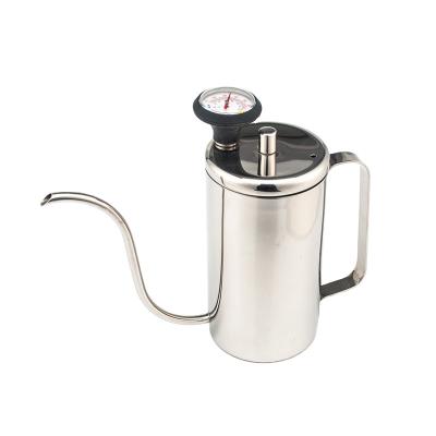 China 2021 New Product Sustainable Stainless Steel Drip Kettle With Thermometer Teapot Bartender Pour Over Coffee Pot for sale