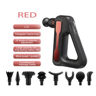 China 2022 Head 8 Speed ​​Rechargeable Sports Handheld Massage Gun Handheld Massage Gun Percussion 32 Body Vibration Massage Gun Triangle Vibatrion Massage Gun for sale