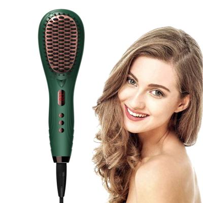 China Wholesale Nondisposable Quick Hot Electric Ceramic Portable LED Cord Professional Mini Ion Hair Straightening Comb Hair Straightener Brush for sale