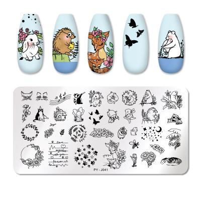 China Nail Art Design PICT YOU Rectangle 20 Designs Stainless Steel Flowers Animal Nail Art Stamping Plates for sale