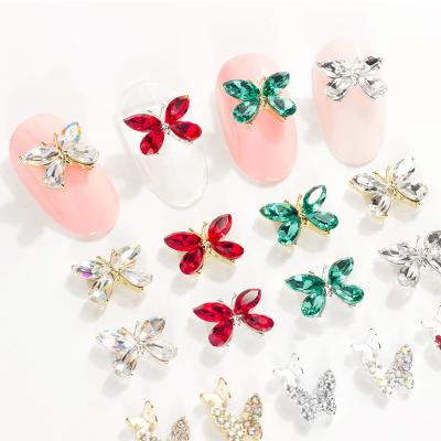 China IMAGNAIL Japanese Style 14 Colors K9 Crystal Metal Alloy Jewelry 3D Butterfly Nail Charms for sale