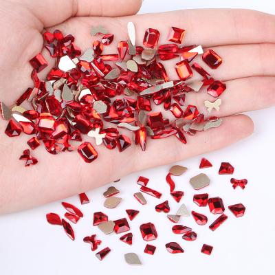 China Nail Art DIY IMAGNAIL Glass Flat Back Bulk Packing 1440pcs Red Shaped Fake Stone For 3D Nail Art Decoration for sale