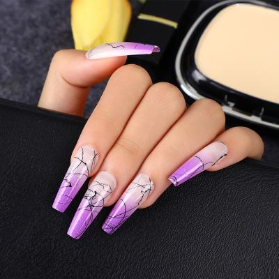 China Easy Apply IMAGNAIL 24pcs Gradient Nails Press On Long Double Color Detachable Elastic Coffin False Tops for sale