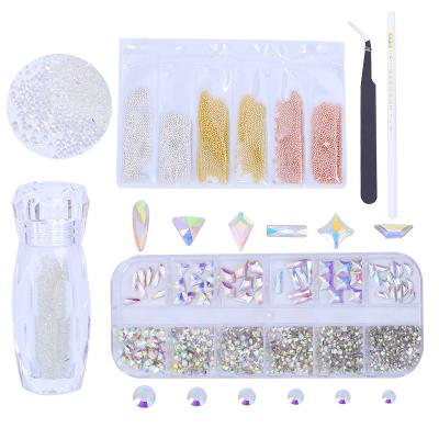 China IMAGNAIL Stocked 5 in 1 Set Crystal Micro Glass Beads Mini Metal Shaped AB Rhinestones Nail Caviar Beads for 3D Nail Art Decoration for sale