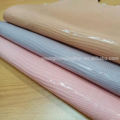 China Viable Shiny Finish Colorful Lizard Skin Leather For Bags for sale