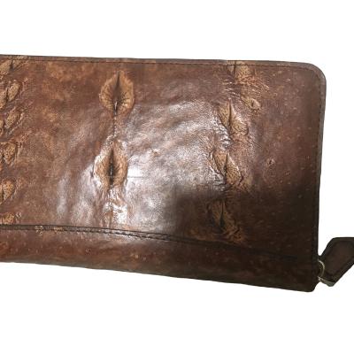 China Real waterproof dark brown sturgeon skin leather clutch bags for ladies for sale