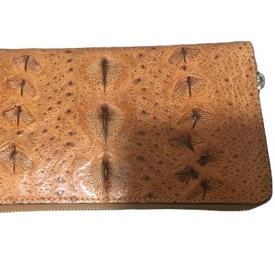 China Waterproof Real Sturgeon Skin Orange Color Leather Clutch Bags For Ladies for sale