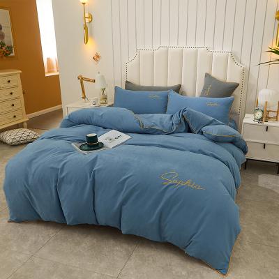 China Sustainable Solid Color 400tc Microfiber 400tc Quilt Cover Luxury Bed Set Duvet Cover for sale