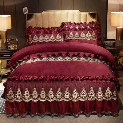 China Viable Wholesale Luxury 100% Cotton Hotel Duvet Cover Quilt Cover With Skirt Size Bedding Sets for sale