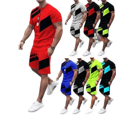 China Summer Casual Short Sleeve Suit Men 2 Piece Tracksuit QUICK DRY Custom Loose Short Sleeve Fitness Shorts Sets Gym Joggers Suits Set for sale