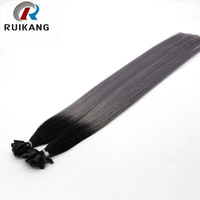 China Silky Straight Wave Gray Extensions Ombre Human Double U Tip Hair Pulled Tip Hair Extension for sale