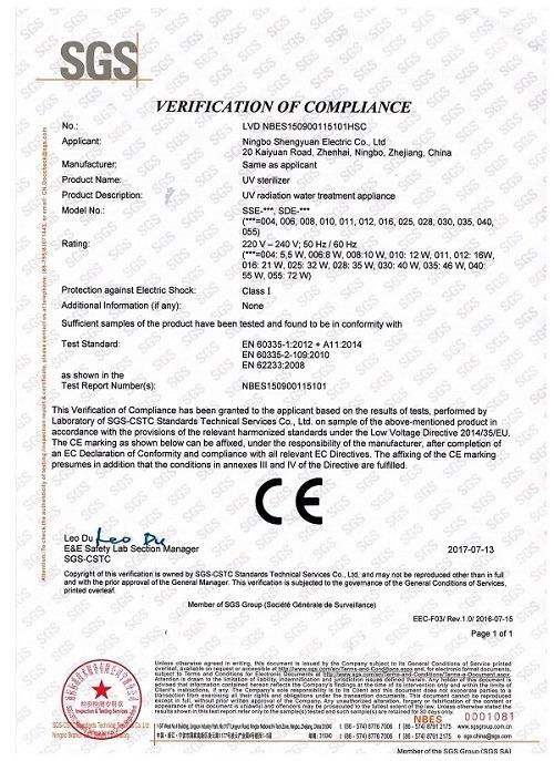 CE - Ningbo Shengyuan Electric Co., Ltd.