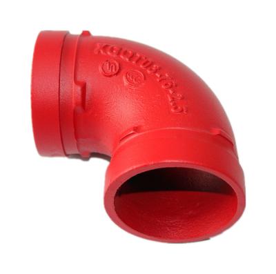 China Fire Protection Elbow Pipe Fittings 90 Degree Shape Cast Iron Duct Fit Equal Elbow Grooved Pipe Fitting 1