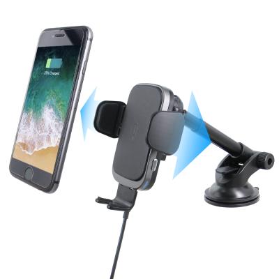 China High Quality Cell Phone Qi Phone Holder Nano Mobile Phone Mount Car Fast Charging Wireless Charger for sale