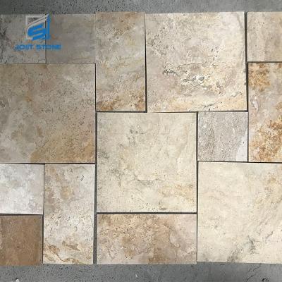 China Rustic Decorative Natural Stone 30X30 Pavers Beige Travertine Tiles for sale