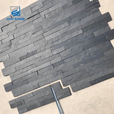 China Modern Natural Slate Black Z Shape Culture Stone Wall Panel for sale