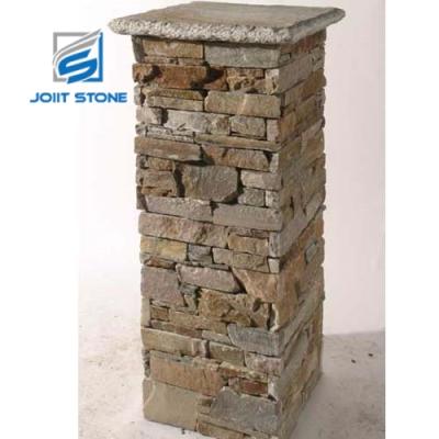 China Indoor and outdoor wall cladding & decoration stacked column box layout, garden culture stone pillar for sale