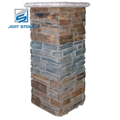 China Indoor and outdoor wall cladding & Landscaping Decoration Slate Culture Stone Garden Fence Post Column Cement Culture Stone Pillar en venta