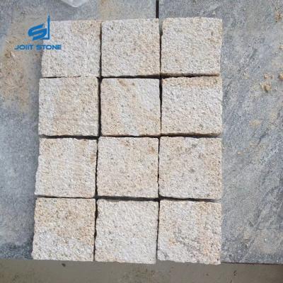 China Modern Yellow Natural Stone G682 Bush Hammered Outdoor Paver Mesh for sale