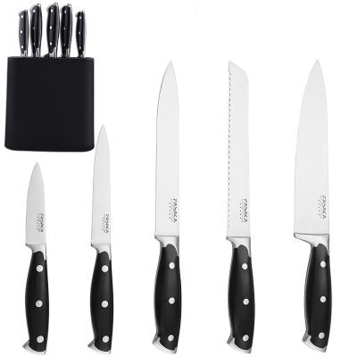 China Stocked hot selling 5 pcs forged point knife stainless steel cookware set kitchen knife set for sale