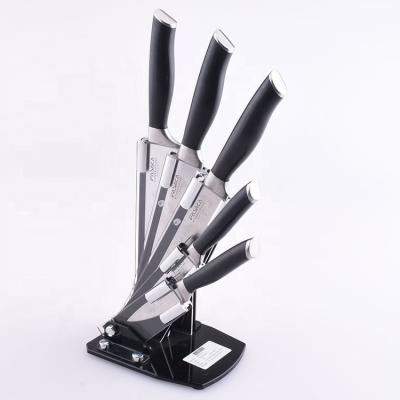 China Sustainable Hot Sale Household Double Forged Head Stainless Steel Chef Kitchen Knives Set 5pcs With Acrylic Knife Holder for sale