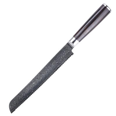 China Sustainable Best Seller 67 Layers Damascus Steel With VG10 Core Bread Knife for sale