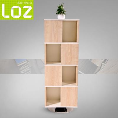 China Turn To Turn Feet Home Office Modern Furniture Rotating Circular Steel Bookcase Shelf for sale