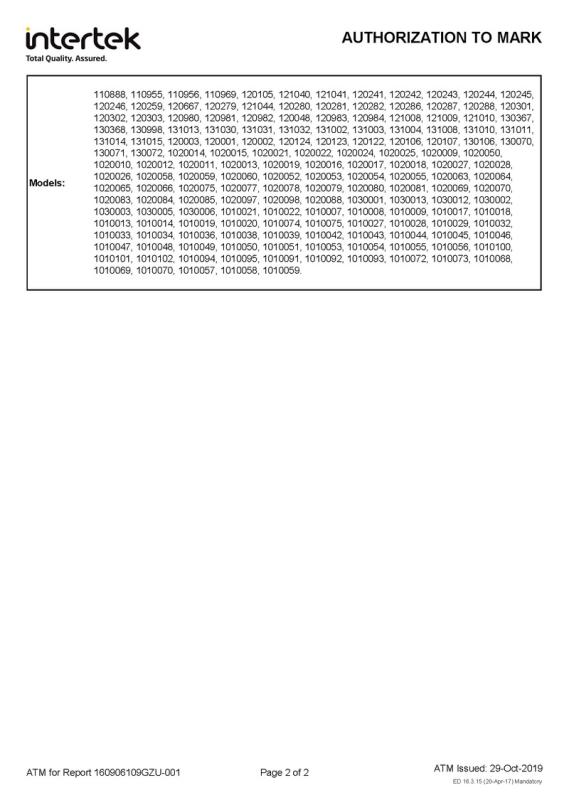 ETL - Guangdong Comely Lighting And Electrical Appliances Co., Ltd.