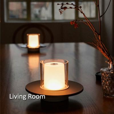 China Dimmable LED Candle Metal Modern Li-Battery Table Lamp Rechargeable Light Touch Chandelier LED Candle Light Decorative Ambient Flameless Lamp for sale