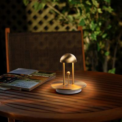 China Stage 4 Dimming Restaurant Luxury Wireless Rechargeable Brass Dimmable LED Rechargeable Li-battery Touch Li-battery Retro Style Hotel Table Lantern for sale